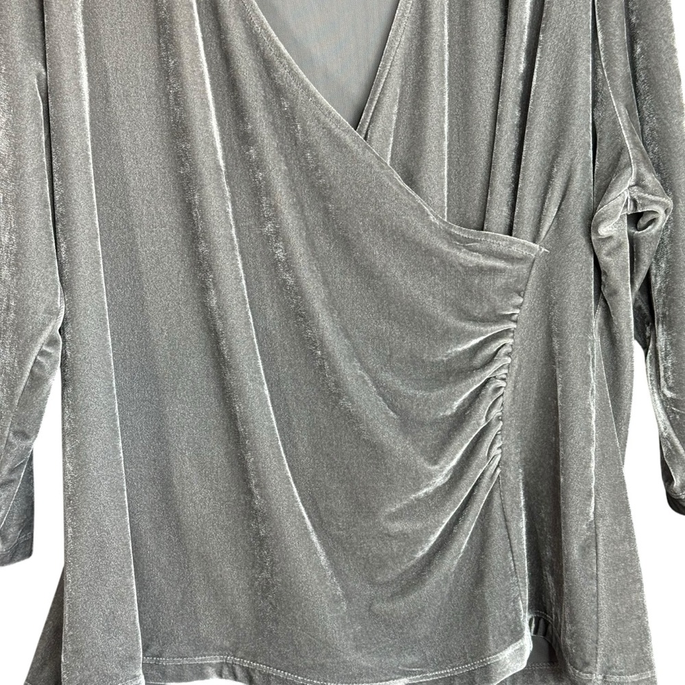 Soft Surroundings Gray Velvet Draped Ruched Front Top Women’s 3X - Picture 9 of 13